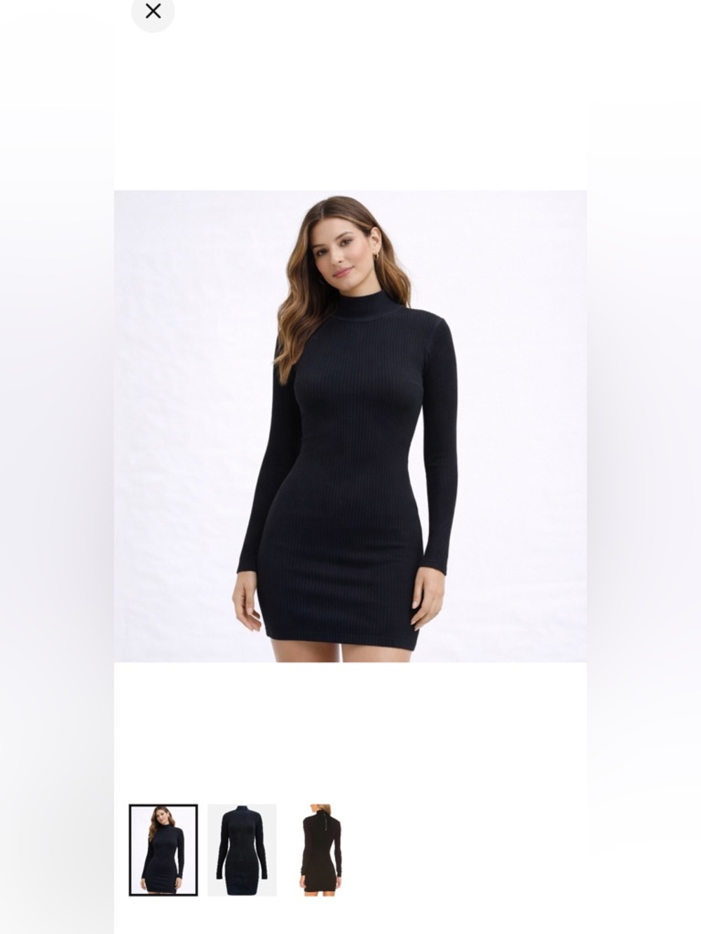 Cotton Citizen Ibizia Long Sleeve Ribbed Mock-Neck Bodycon Dress in Black
